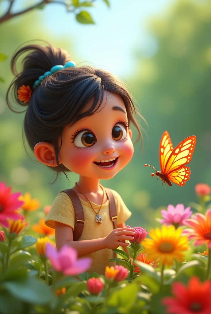 3d cartoon animation imagesफूलों की खेती:
रिया बगीचे में फूलों को पानी दे रही है और उनमें दिलचस्पी दिखा रही है।
तितली फूलों के पास आती है और रिया को खुशहाल महसूस कराती है