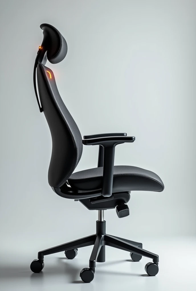 Description of Smart Chair with Posture Feedback 1. Design and Structure:

Ergonomic and Elegant: Adjustable seat and backrest with high quality materials and modern finish.
Lumbar Support: Curved backrest for proper support.
2. Technology and Feedback:

Posture Sensors: Integrated to monitor the position of the spine.
LED indicators: colors (Unripe, yellow, rot) provide visual feedback on posture.
3. Display e Controles:

digital screen: Displays posture information and adjustment suggestions.
Intuitive Controls: Buttons or touch panel for adjustments and settings.
4. Connectivity and Additional Features:

Mobile App: Bluetooth connection for detailed monitoring and feedback customization.
Massage and Warming Up: Additional functions for comfort.
5. Adjustments and Comfort:

Adjustable Base: Adjustable height and tilt for ergonomics.
Arm and Headrests: Adjustable for additional support.
The chair combines modern design with advanced technology to promote healthy posture and provide additional comfort..
