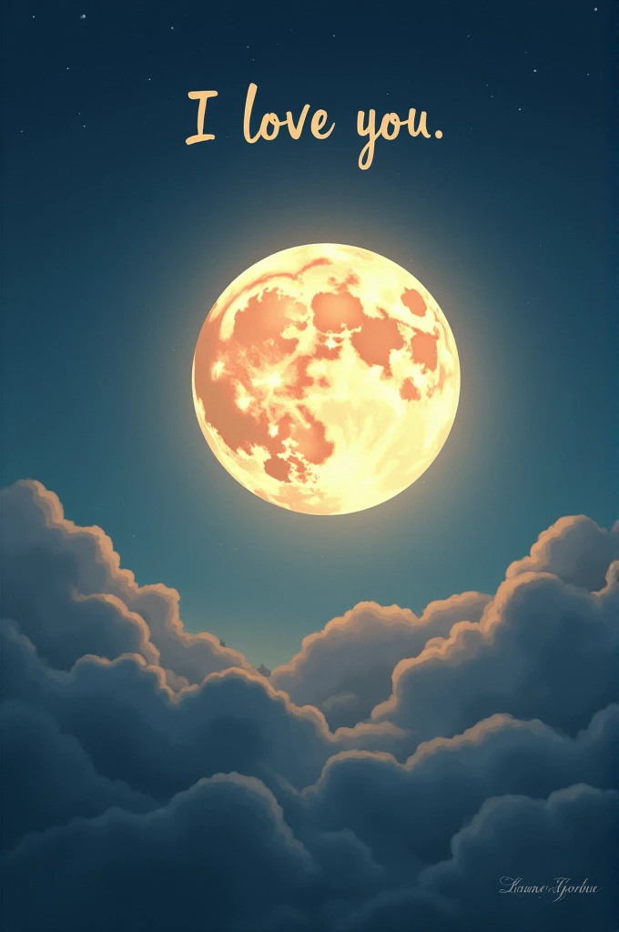 An image of the full moon, with the phrase I love you