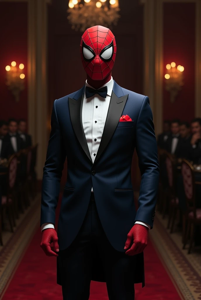 Spiderman wearing a tux
