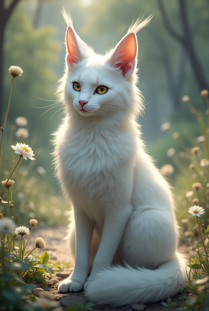 Un fursona furry d'une louve blanche et avec des touches de gris