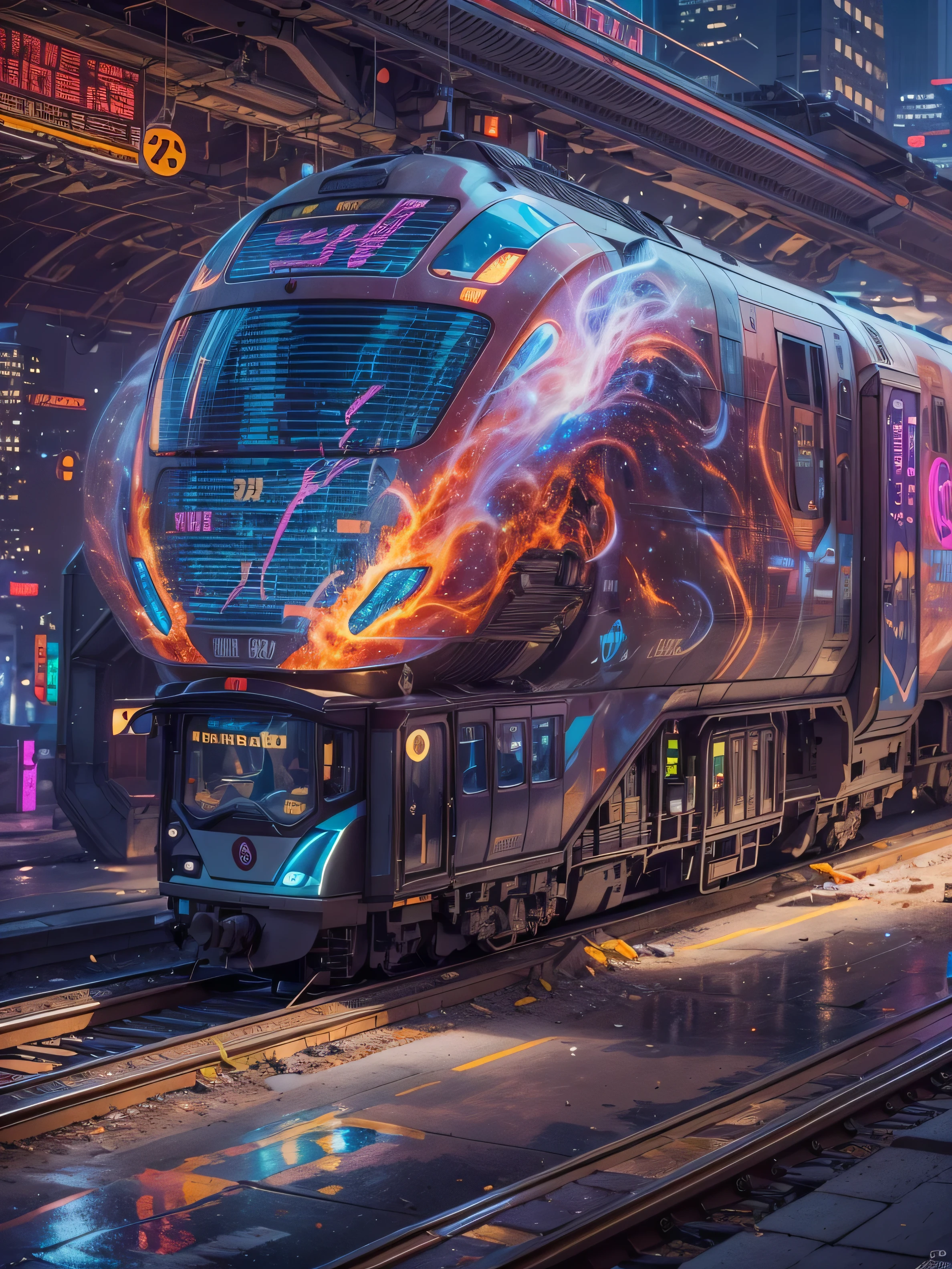 The best images, (8K, RAW photogr, actual), trains, the milky way express, futuristic vehicle, Transformers steel train，optimus prime train，Lite version, iridescent metal plating, Detailed and delicate depictions and gorgeous and dynamic painting techniques, background galaxy, magnificent view, professional flame，ultra-realistic realism，futuristic train fantasy，Surreal dreams，Surrealism art fantasy style，Epic digital fantasy art style，lute，HighDynamicRange，Beautiful sci-fi art, Sci-fi train digital art illustration, Digital Cyberpunk Art, science fiction digital painting, futuristic digital painting, futuristic concept art, Sci-Fi Galaxy Train Cyberpunk, The landscape in front of cyberpunk alien utopia, science fiction digital art, Advanced digital cyberpunk art, dreamy cyberpunk girl