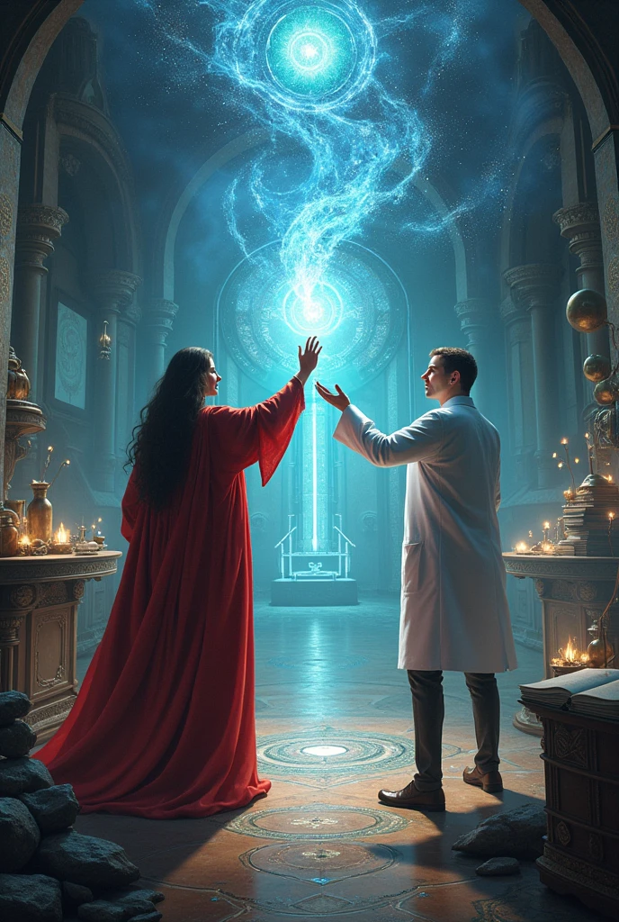 create an illustration of creation of magic and science