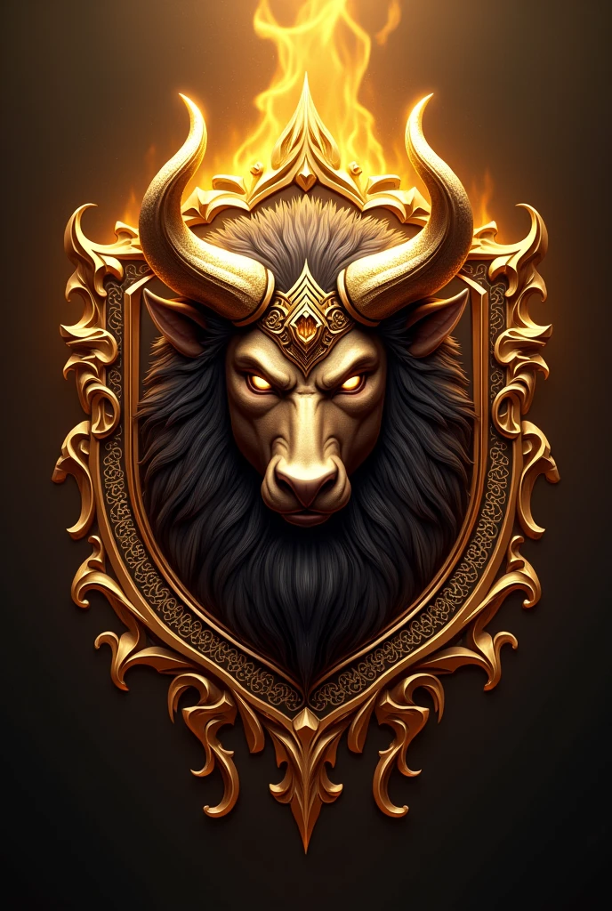 (Logo salle de jeux Royal game) d'or + visage toreau gaming