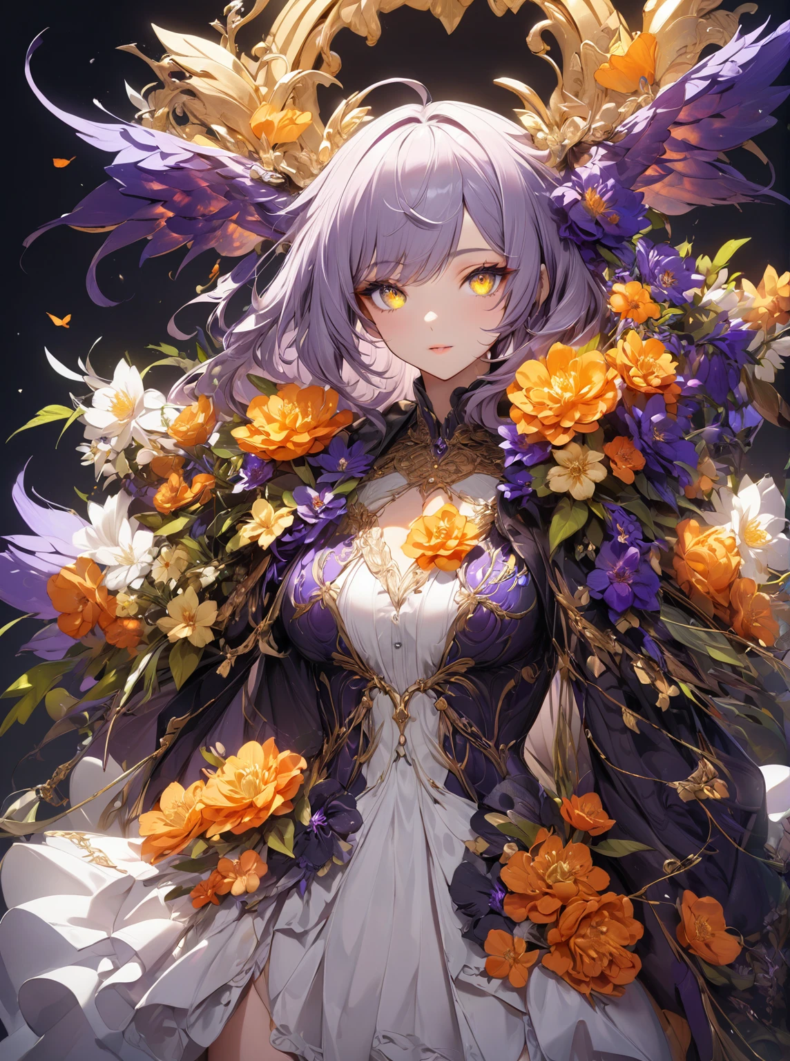 Ultra high resolution, rich colors, perfect image, best quality, beautiful women, glowing skin, skin and clothing texture, delicate eyes, anthropomorphic, flowers, Shion