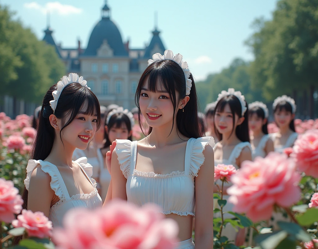 (No need to take a close-up of the subject in the center of the front), (Japanese Clone-girls=Myself), (Super Best masterpiece Clone-girls Raw Photography Art), (16K, Highest quality, Ultra-high resolution, RAW Photos), (It's so unrealistic., With unparalleled depiction, With an unfathomable sight, An unprecedented and shocking worldview, Clone-girls: In a world of mass reproduction, Ultra-realistic depiction), (Japanese girls, Sasaki Nozomi, 26yo), (Small face, Glossy dark hair, long hair, Dark Eyes, Mature face, Cute Smile), (A charming smiling face), (Very beautiful and detailed girl, Accurate body structure, Accurate body movements, Very detailed body), (Super big breasts, Large bulge of ample breasts), (orthodox maid clothes, Emphasise the fullness of your breasts), (Very detailed, Myself cloning, Depiction of splitting oneself, 1Myself girl→1,000,000,000,000,000,000,000,000,000,000Myself cloning girls), (Myself clone girlsは, With the same perfect appearance, to multiply in large numbers), (Very detailed depiction, Myself's multiplying female body, In the same female body,With the same face, With the same hairstyle, In the same clothes, At the same height, 同じSuper big breastsで, A completely indistinguishable female body, 1,000,000,000,000,000,000,000,000,000,000 people), (Myself girls only), (1,000,000,000,000,000,000,000,000,000,000Myself girls), A European-style building in the distance, A vast 100ha rose garden, Scenes of doting affection between myself, Physical contact, Cute smile, A happy smile, Pleasant blue sky, Clear and accurate perspective depiction, Ultra-wide field of view, Focus on the average value of the image