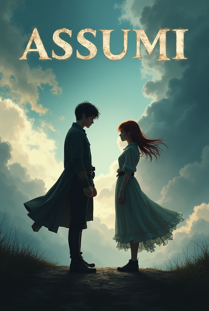 Make a CD cover with the title ASSUMI written on it. On the cover there must be a man and a woman wanting to assume a relationship and war alongside