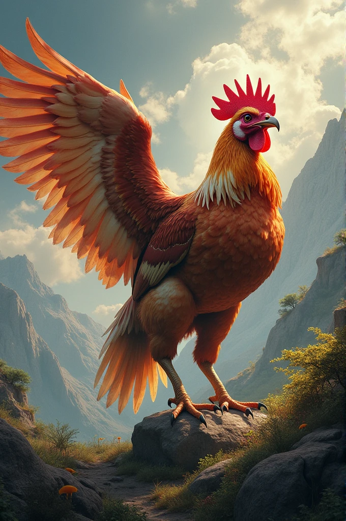 Give me the combination image of chicken and eagle