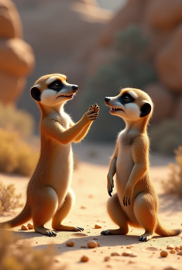 Meerkat stealing from another meerkat