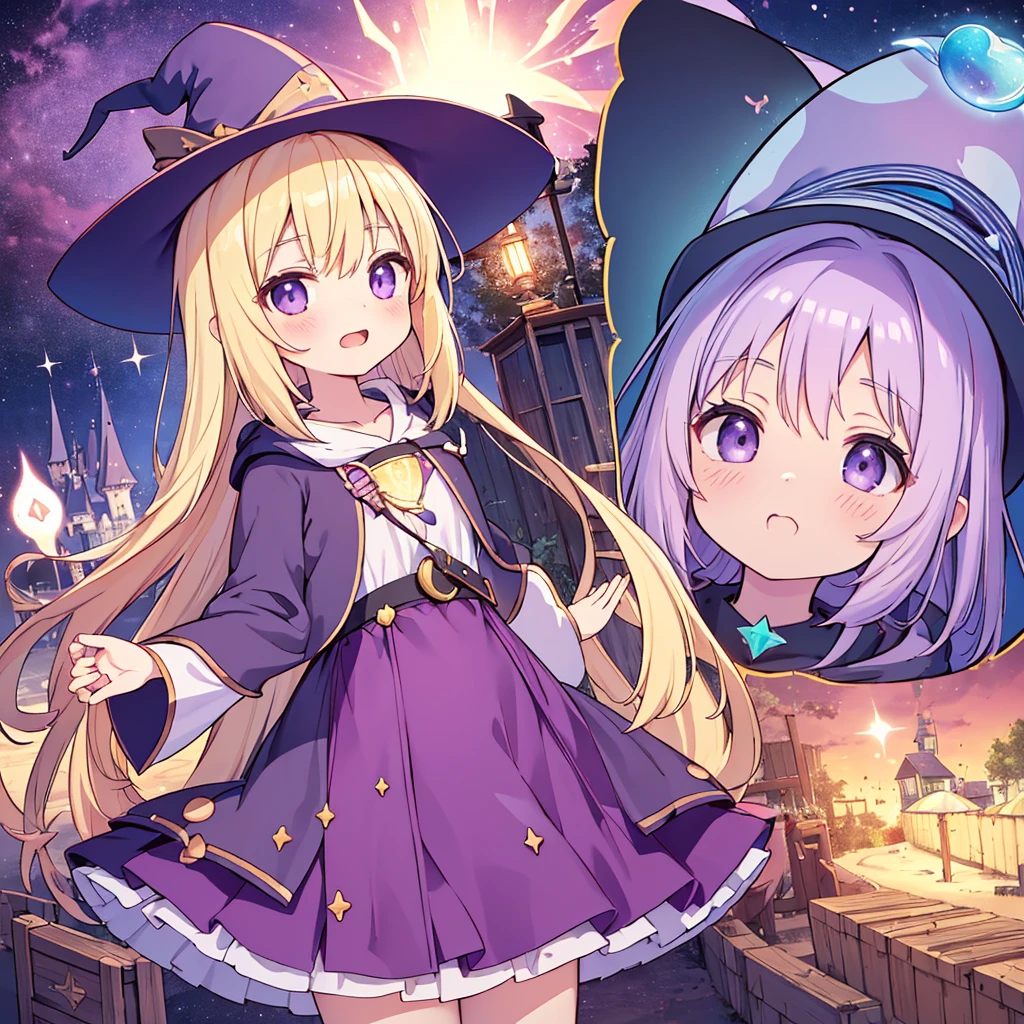 piece
,absurderes, hight resolution, (Anime style:1.1), ((masutepiece)), ((Best Quality)), (Ultra-detailed), (Beautiful),Beautiful face、(liftup),Cute s、(sandbox:1.4),in a panoramic view,Cute old girl solo, Purple dress、ighly detailed, cinematic lighting effect,4K,tmasterpiece,offcial art、(((((Long、magical 、magia)))))witch's hat、witch's wand、((Purple long hair))The fantastic scenery,