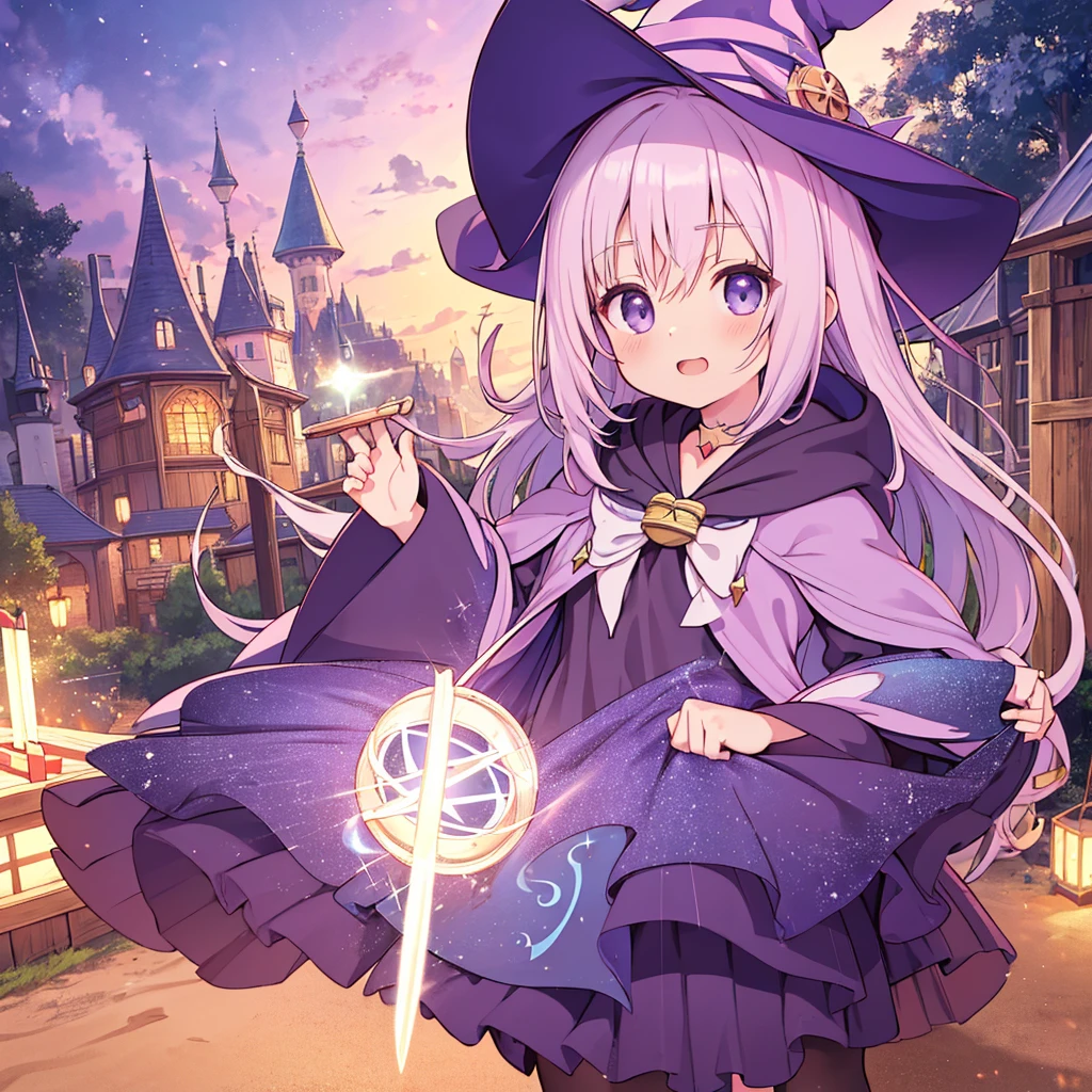 piece
,absurderes, hight resolution, (Anime style:1.1), ((masutepiece)), ((Best Quality)), (Ultra-detailed), (Beautiful),Beautiful face、(liftup),Cute s、(sandbox:1.4),in a panoramic view,Cute old girl solo, Purple dress、ighly detailed, cinematic lighting effect,4K,tmasterpiece,offcial art、(((((Long、magical 、magia)))))witch's hat、witch's wand、((Purple long hair))The fantastic scenery,