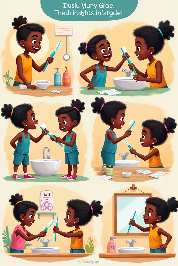 Step by step guide to brushing teeth for a black child