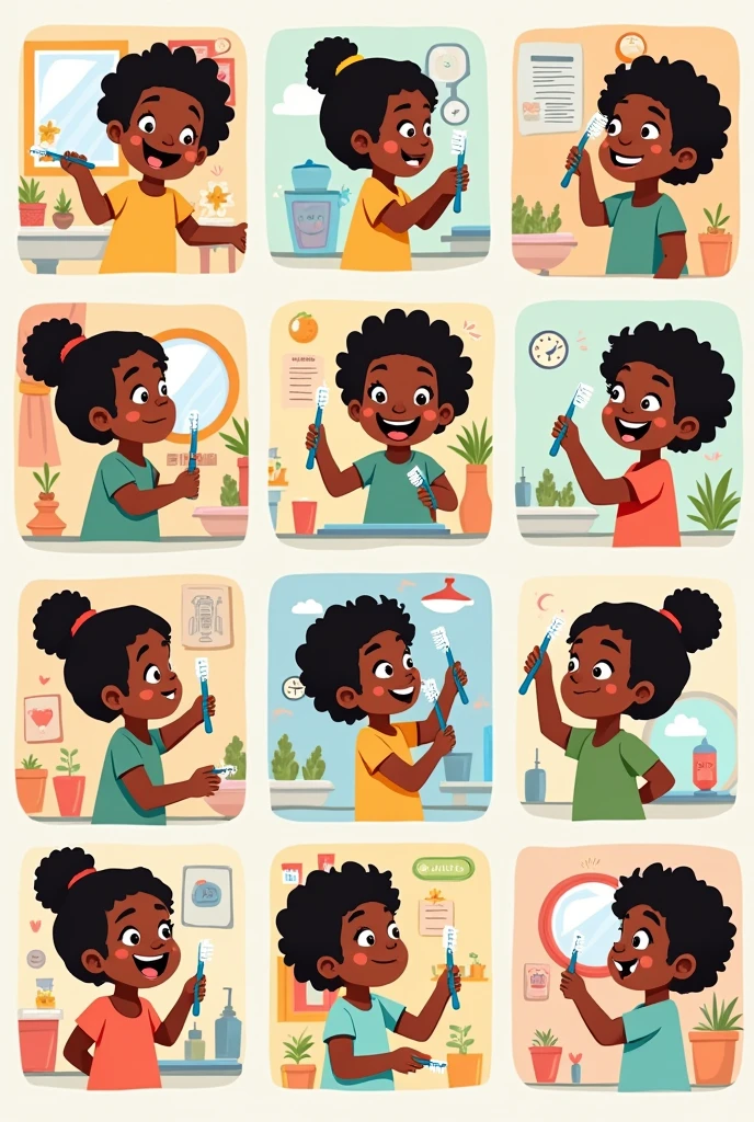 Step by step guide to brushing teeth for a black child