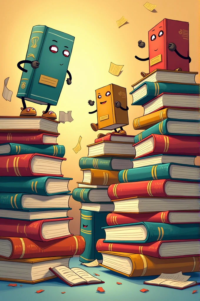 Piles of books cartoon