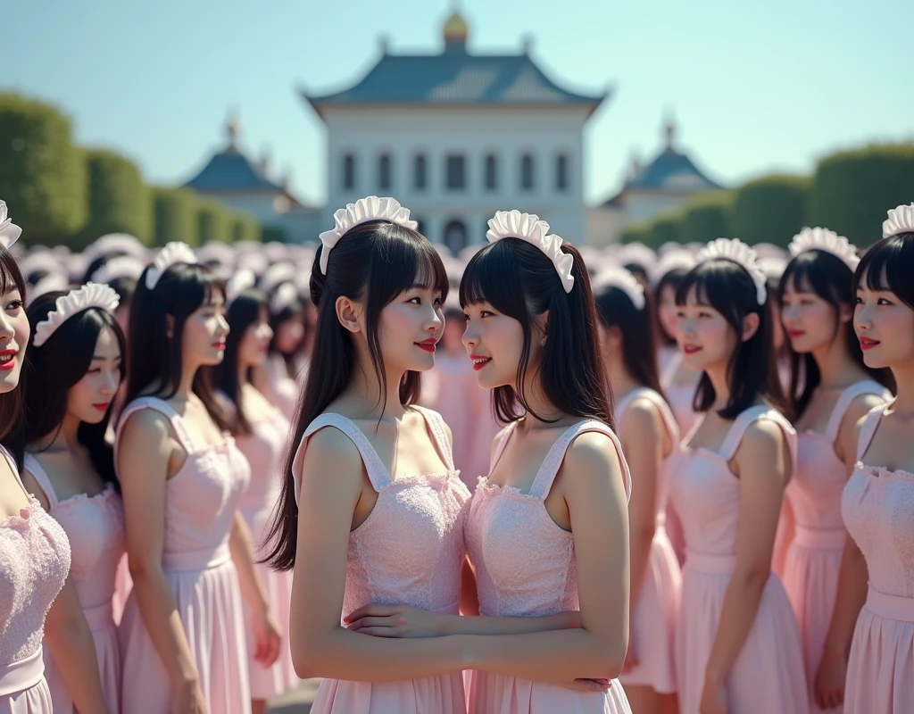 (No need to take a close-up of the subject in the center of the front), (Japanese Clone-girls=Myself), (Super Best masterpiece Clone-girls Raw Photography Art), (16K, Highest quality, Ultra-high resolution, RAW Photos), (It's so unrealistic., With unparalleled depiction, With an unfathomable sight, An unprecedented and shocking worldview, Clone-girls: In a world of mass reproduction, Ultra-realistic depiction), (Japanese girls, Sasaki Nozomi, 26yo), (Small face, Glossy dark hair, long hair, Dark Eyes, Mature face, Cute Smile), (A charming smiling face), (Very beautiful and detailed girl, Accurate body structure, Accurate body movements, Very detailed body), (Super big breasts, Large bulge of ample breasts), (orthodox maid clothes, Emphasise the fullness of your breasts), (Very detailed, Myself cloning, Depiction of splitting oneself, 1Myself girl→1,000,000,000,000,000,000,000,000,000,000Myself cloning girls), (Myself clone girlsは, With the same perfect appearance, to multiply in large numbers), (Very detailed depiction, Myself's multiplying female body, In the same female body,With the same face, With the same hairstyle, In the same clothes, At the same height, 同じSuper big breastsで, A completely indistinguishable female body, 1,000,000,000,000,000,000,000,000,000,000 people), (Myself girls only), (1,000,000,000,000,000,000,000,000,000,000Myself girls), A European-style building in the distance, A vast 100ha rose garden, Scenes of doting affection between myself, Physical contact, Cute smile, A happy smile, Pleasant blue sky, Clear and accurate perspective depiction, Ultra-wide field of view, Focus on the average value of the image