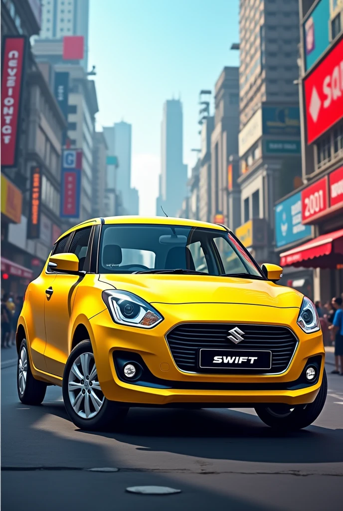 a maruthi suzuki swift yellow