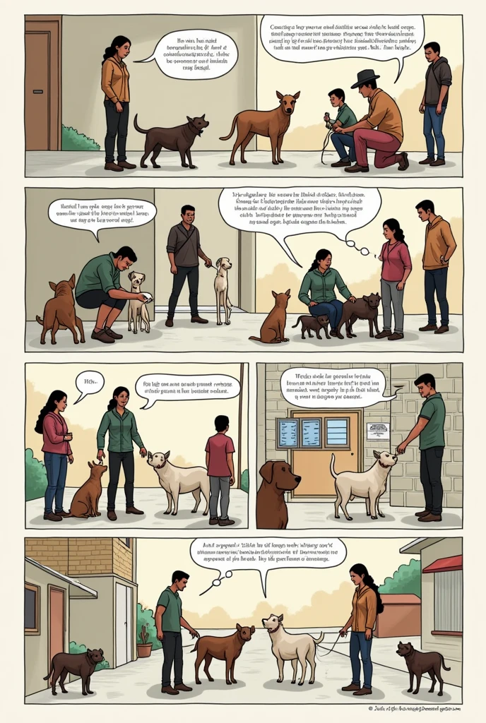 Create a wordless comic that shows how to prevent animal abuse