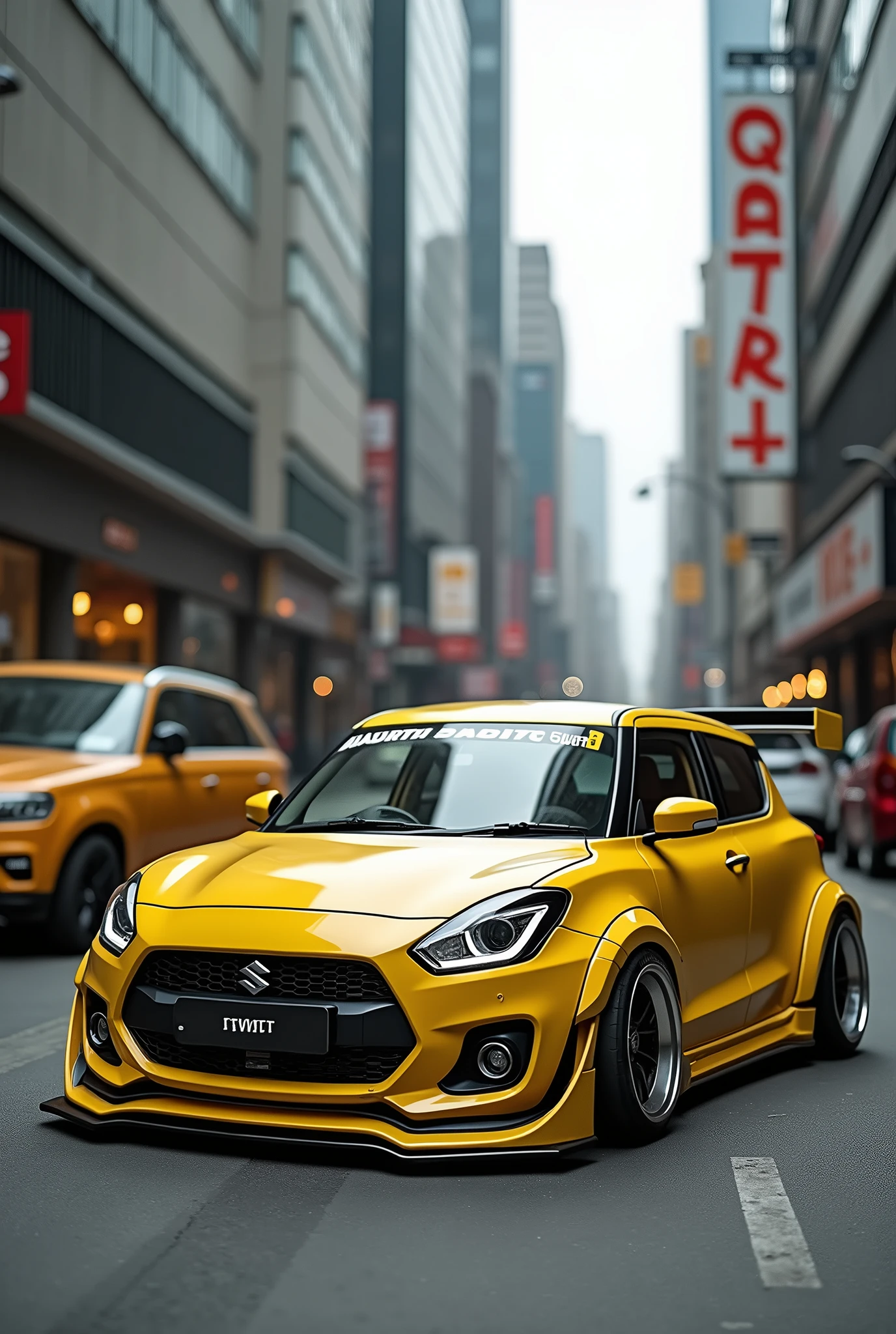 a maruthi suzuki swift yellow colour modified 