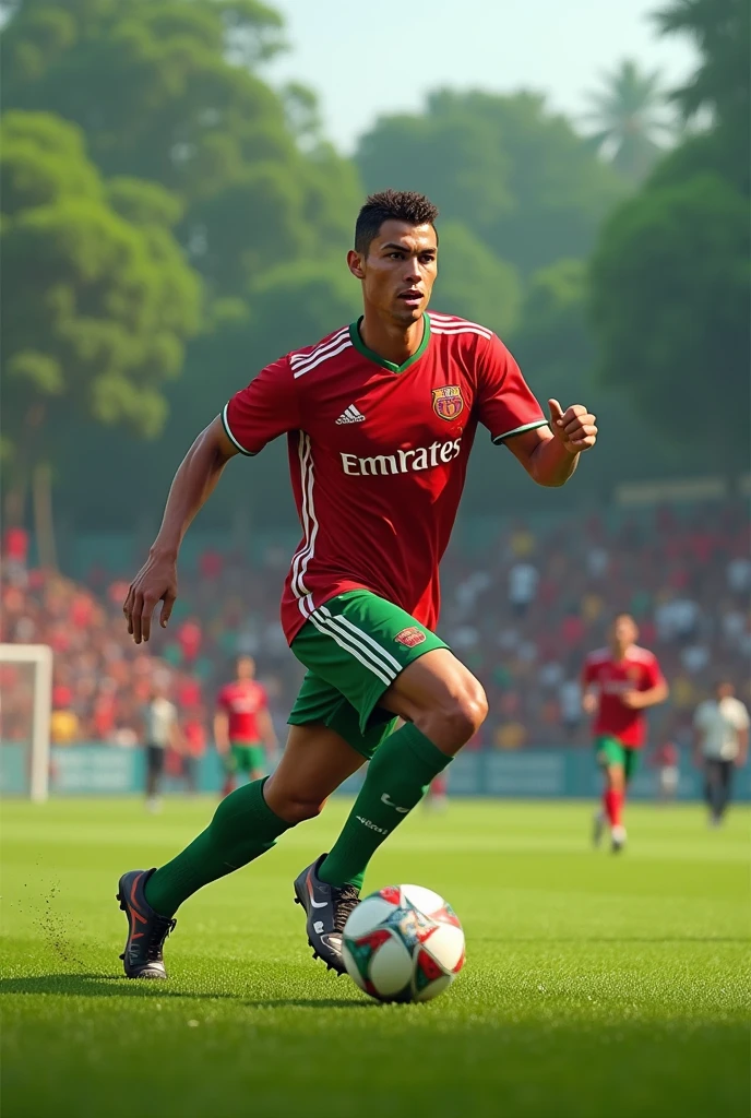 Ronaldo palying in a local ground in kerela 