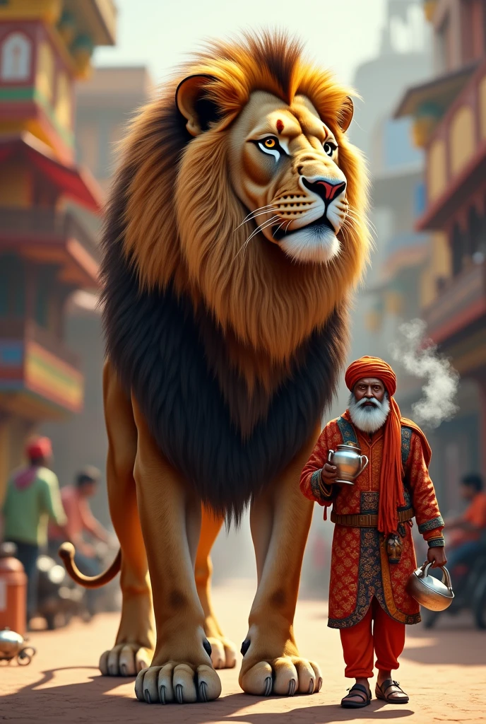 A lion with dolly chai wala