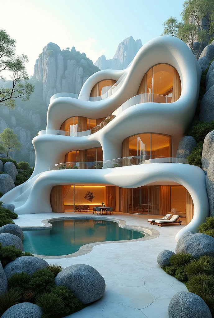 Create me a creative house make it hyper realistic and show fluidity 