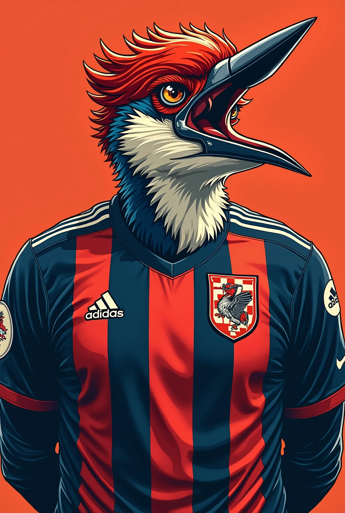 Football shirt with the angry woodpecker