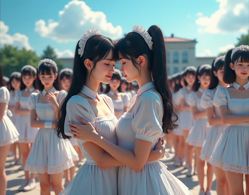 (No need to take a close-up of the subject in the center of the front), (Japanese Clone-girls=Myself), (Super Best masterpiece Clone-girls Raw Photography Art), (16K, Highest quality, Ultra-high resolution, RAW Photos), (It&#39;s so unrealistic., With unparalleled depiction, With an unfathomable sight, An unprecedented and shocking worldview, Clone-girls: In a world of mass reproduction, Ultra-realistic depiction), (Japanese girls, Sasaki Nozomi, 26yo), (Small face, Glossy dark hair, long hair, Dark Eyes, Mature face, Cute Smile), (A charming smiling face), (Very beautiful and detailed girl, Accurate body structure, Accurate body movements, Very detailed body), (Super big breasts, Large bulge of ample breasts), (orthodox maid clothes, Emphasise the fullness of your breasts), (Very detailed, Myself cloning, Depiction of splitting oneself, 1Myself girl→1,000,000,000,000,000,000,000,000,000,000Myself cloning girls), (Myself clone girlsは, With the same perfect appearance, to multiply in large numbers), (Very detailed depiction, Myself&#39;s multiplying female body, In the same female body,With the same face, With the same hairstyle, In the same clothes, At the same height, 同じSuper big breastsで, A completely indistinguishable female body, 1,000,000,000,000,000,000,000,000,000,000 people), (Myself girls only), (1,000,000,000,000,000,000,000,000,000,000Myself girls), A European-style building in the distance, A vast 100ha rose garden, Scenes of doting affection between myself, Physical contact, Cute smile, A happy smile, Pleasant blue sky, Clear and accurate perspective depiction, Ultra-wide field of view, Focus on the average value of the image
