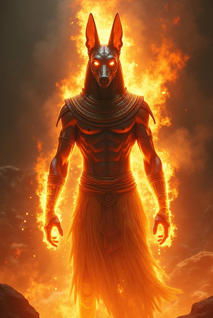 Character Anubis on fire like a God