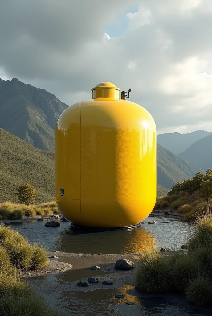 High-pressure hydrogen tank、Yellow carbon wrapped tank、Landscape、Black edges