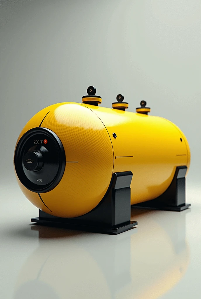 High-pressure hydrogen tank、Yellow carbon wrapped tank、The tank is horizontal、Both ends are black