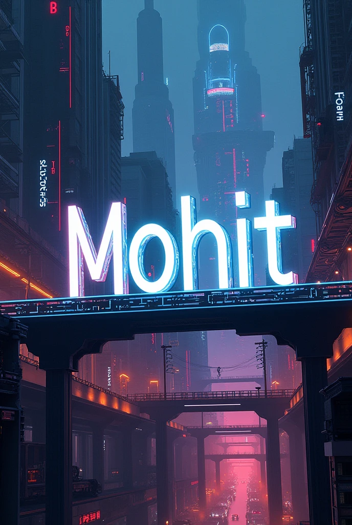 Mohit name in stylish font in cyber city