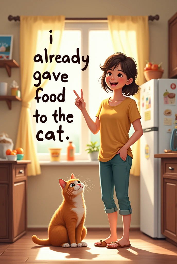  Image that says "I already gave food to the cat"