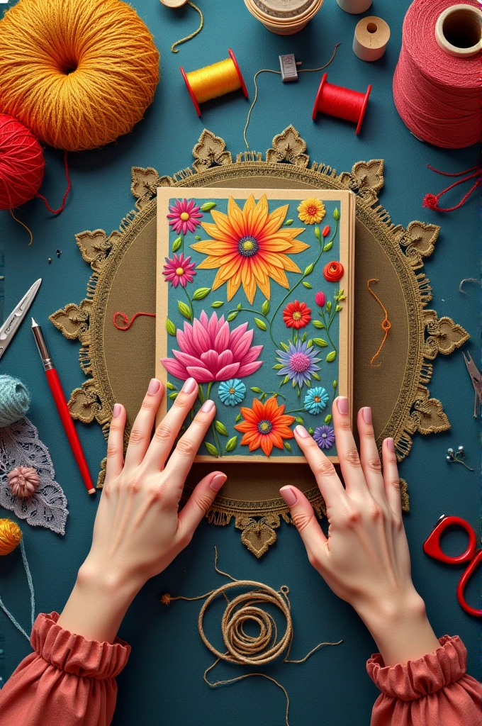 Creative cover with sewing theme