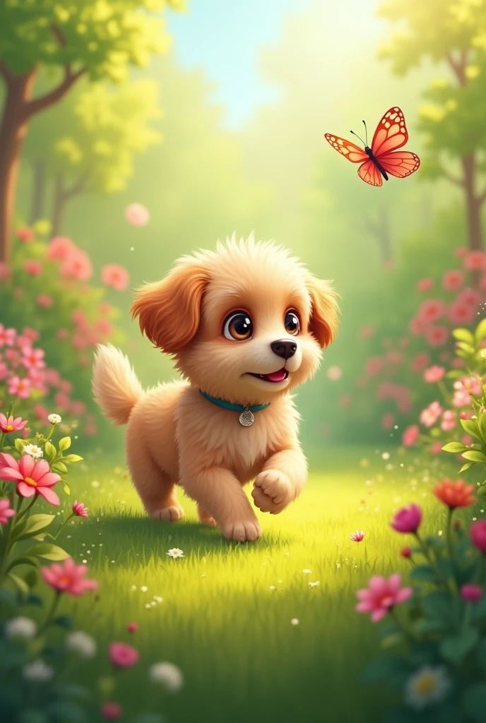 Cute dog playing ground with butterfly ab ye butterfly bagiche mai chali gyi