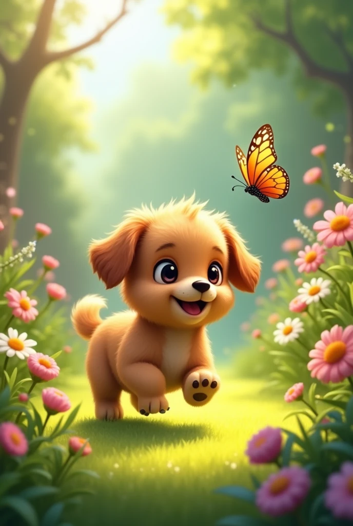 Cute dog playing ground with butterfly ab ye butterfly bagiche mai chali gyi