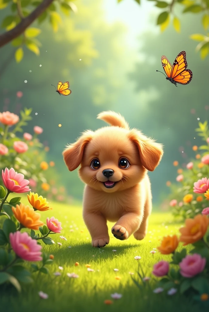 Cute dog playing ground with butterfly ab ye butterfly bagiche mai chali gyi