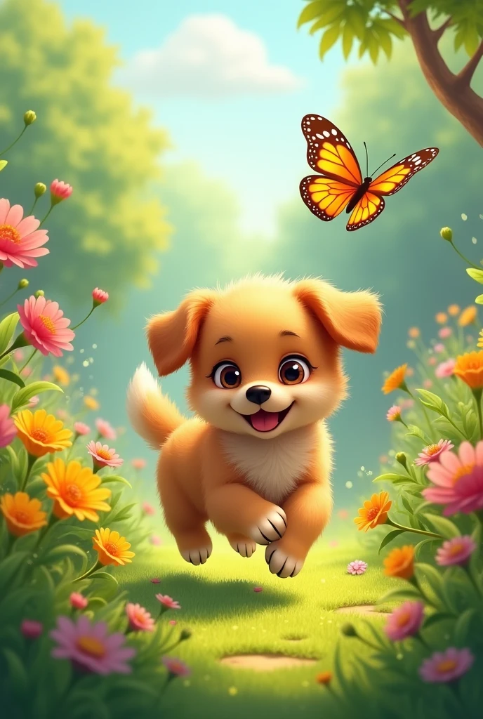 Cute dog playing ground with butterfly ab ye butterfly bagiche mai chali gyi