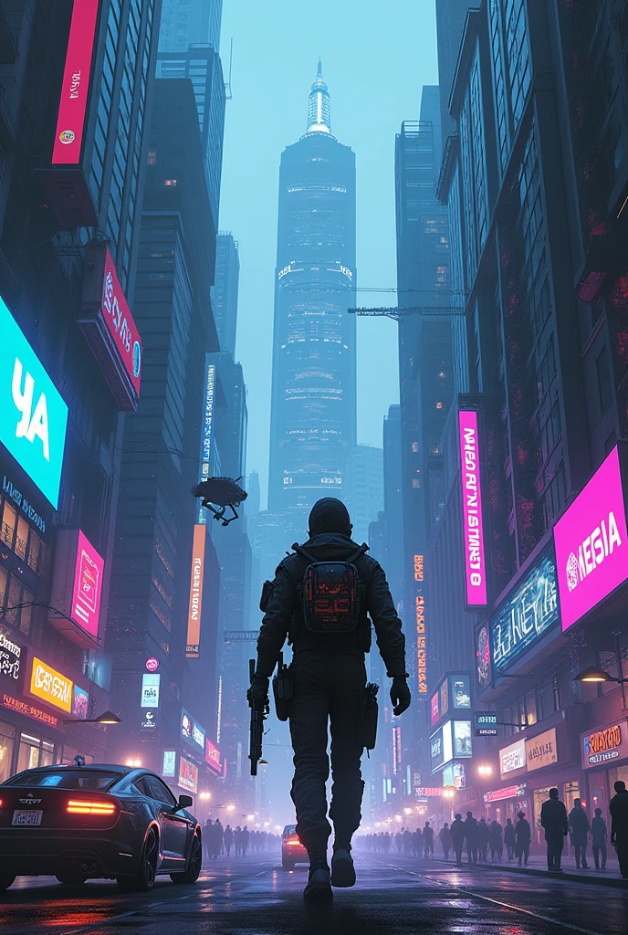 create an illustration of cyberpunk age