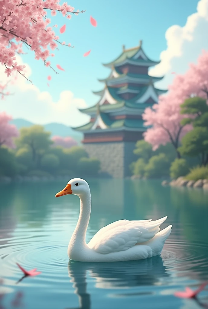 Sakura Castle White Duck