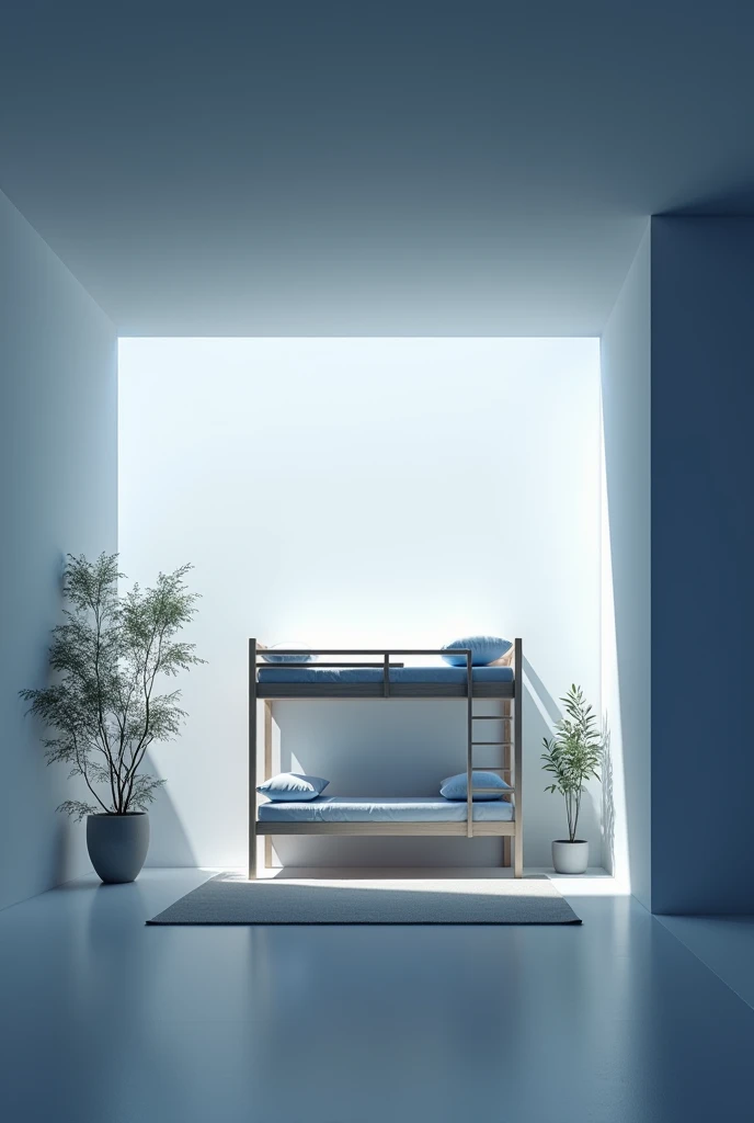 white wall, bunk bed,middle night,