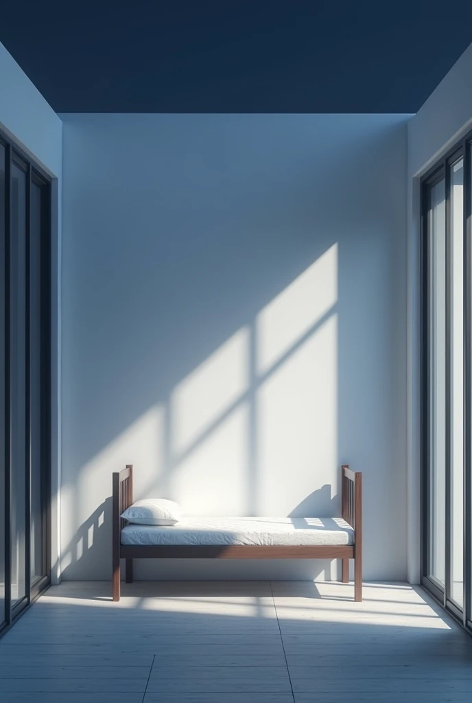 white wall, bunk bed,middle night,