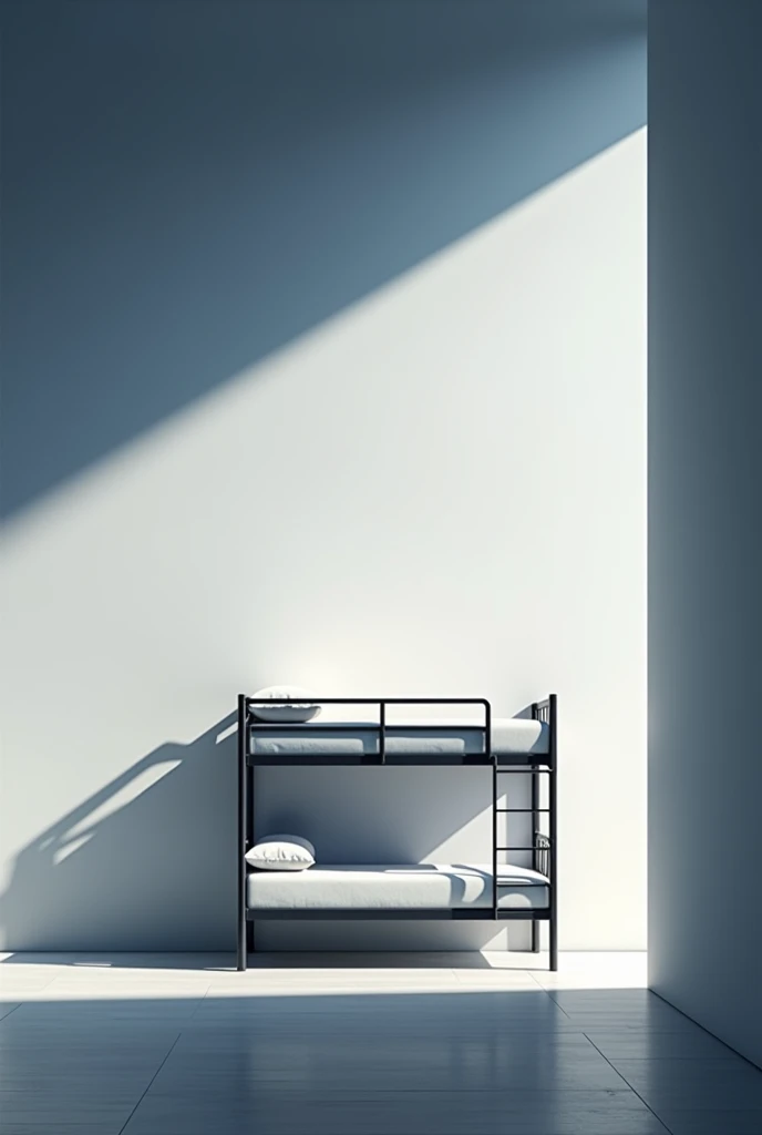 white wall, bunk bed,middle night,