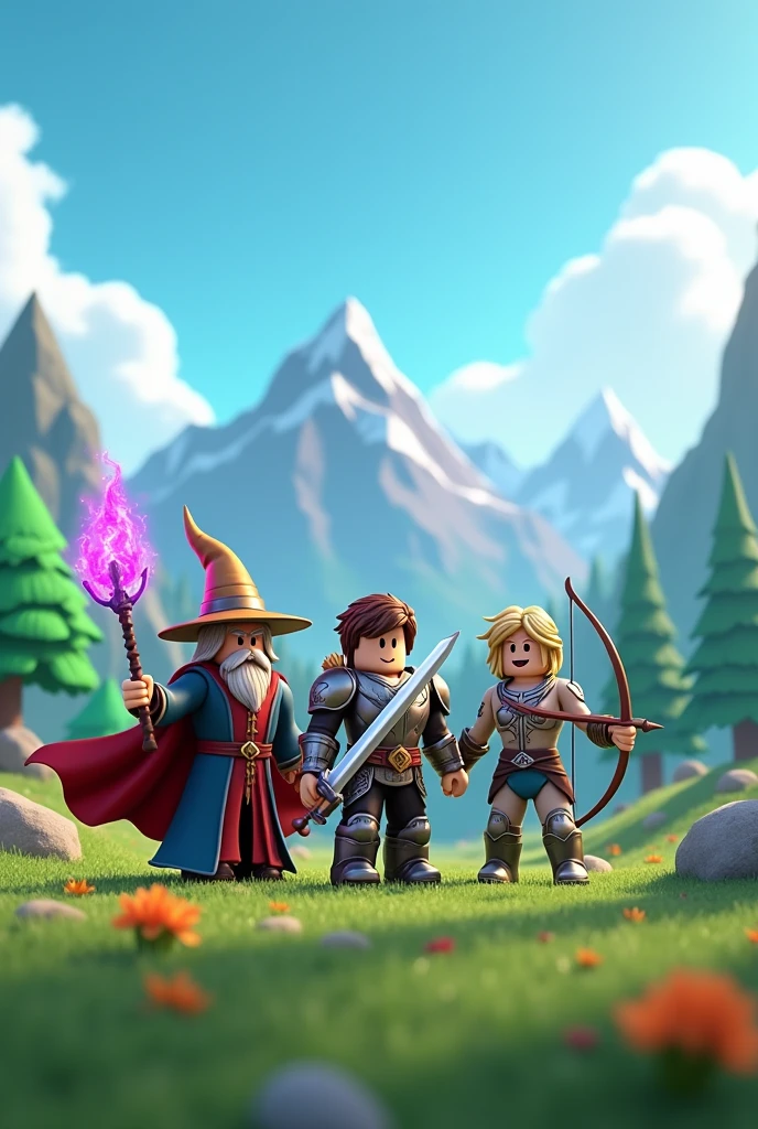 Roblox a wizard ,a swordsman and archer