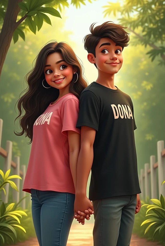 chubby kerala girl age 20 in pink t shirt name on it Dona,hold hands of slim Telugu boy age 21 with black t shirt name on it gavaskar trun back side