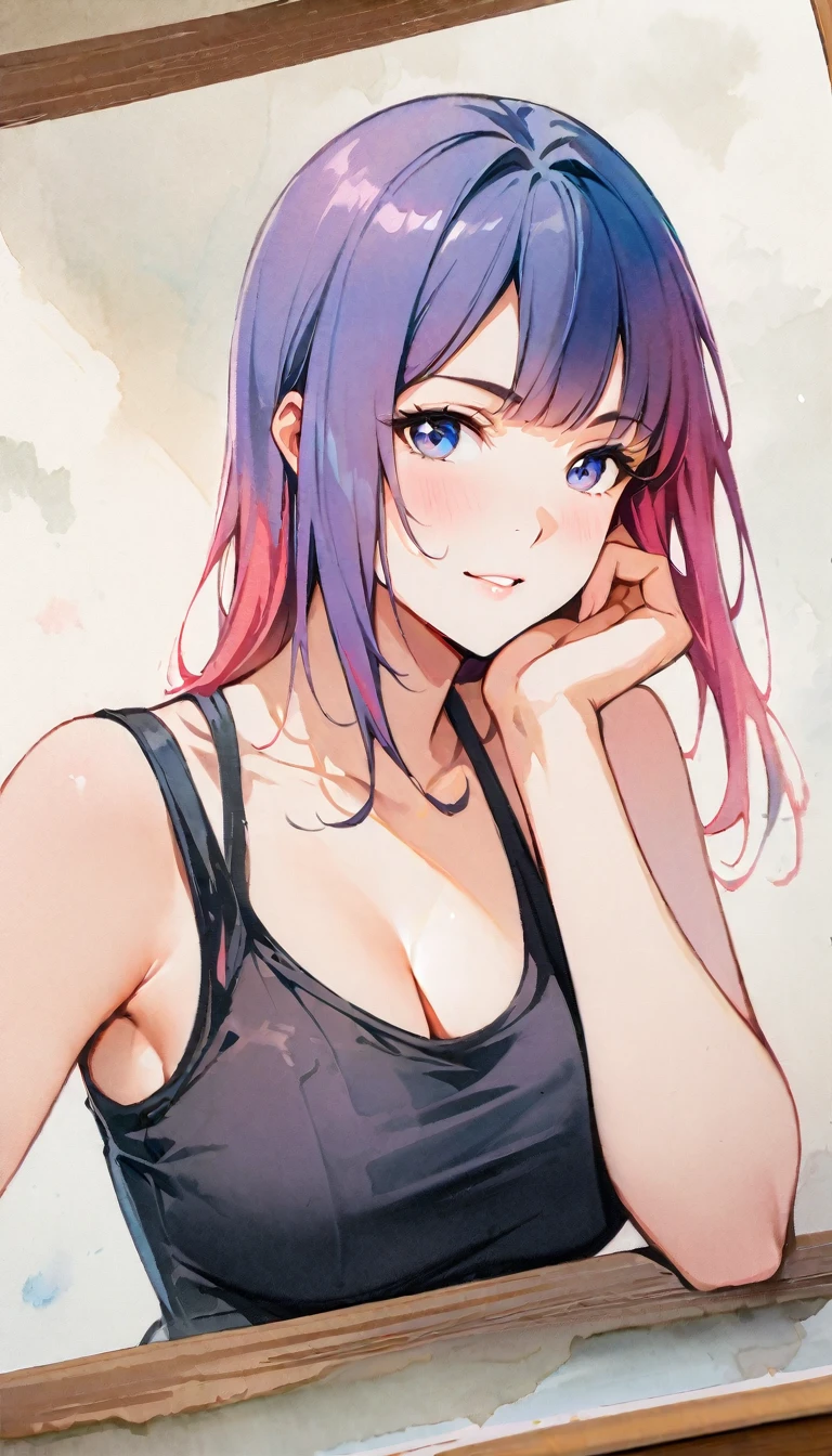 Art, draft (8K, highest quality, masterpiece), watercolor painting (medium), one girl, {practical, original photo, ultra-fine transparent, image, (Influence of Yoshitaka Amano' Style: 1.6)}, practical, light, delicate skin, (beautiful slim woman, LD), thin legs, fine particles, long gray hair, detailed fingers, thin, ecstasy expression, dynamic and sexy pose, (huge chest: 1.4), (long skirt, long red cape, boots: 1.2), no concealment
