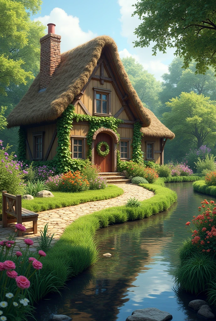 garden with cottage