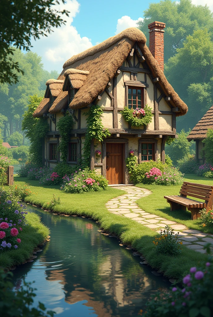 garden with cottage