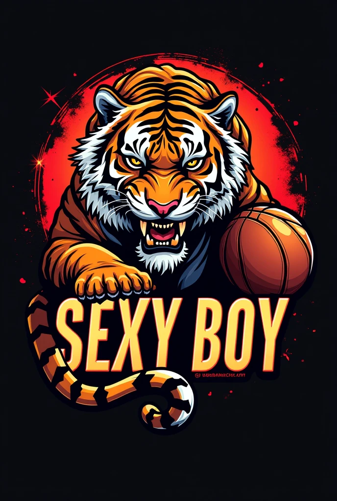 a logo with the word Sexy Boy's a tiger and a basketball