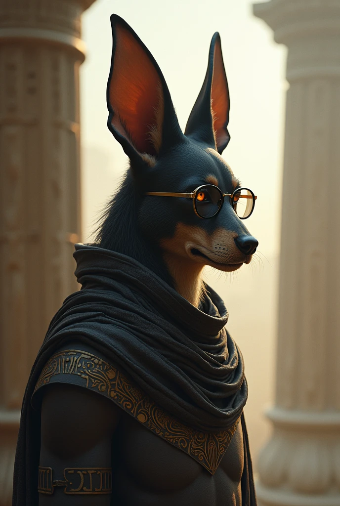 Anubis Warrior ,morn , beardless and thin and with glasses
