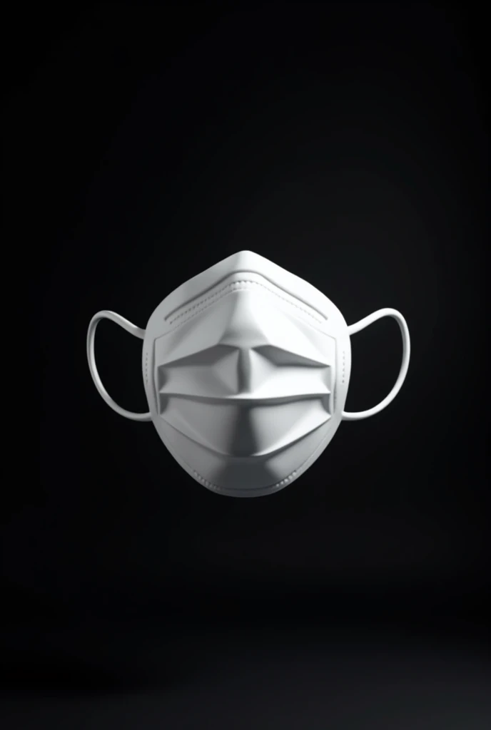 Masterpiece, 3D Rendering, a face mask white colour with black back ground 